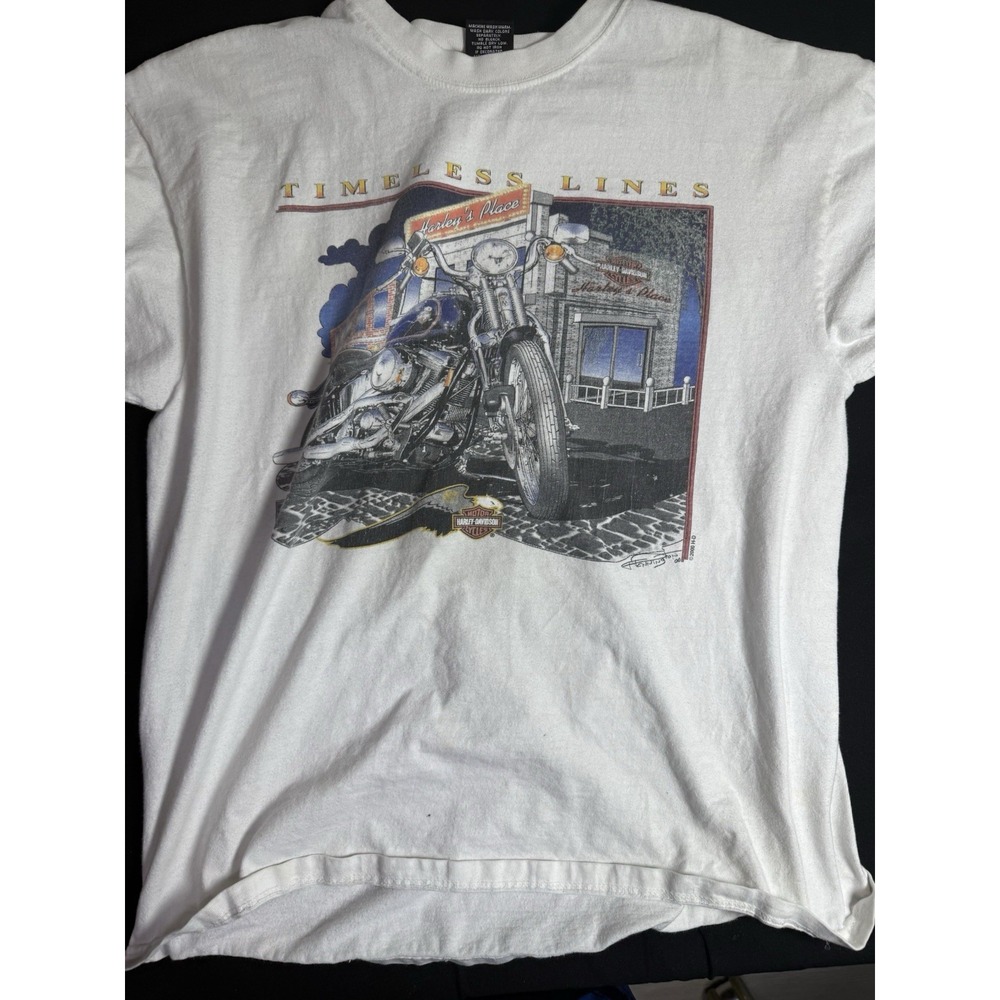 Vintage Y2K Harley-Davidson Lake‎ Charles LA White Tee L